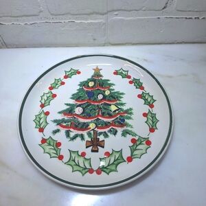 vintage 1950s Lefton Christmas Tree snack  cookie plate 1096 Geo Z holly